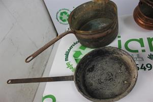 ANTICHI PAIOLI E PENTOLA IN RAME VARIE MISURE+ SOTTOVASO