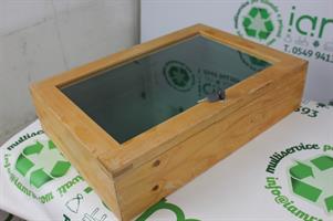 BACHECA IN LEGNO CON ANTA IN VETRO + CHIAVE
