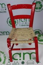 SEDIA MISURA BAMBINO IN LEGNO ROSSA SEDUTA IN CORDA