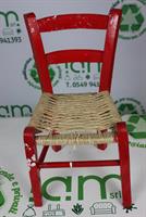 SEDIA MISURA BAMBINO IN LEGNO ROSSA SEDUTA IN CORDA