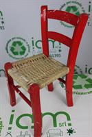 SEDIA MISURA BAMBINO IN LEGNO ROSSA SEDUTA IN CORDA