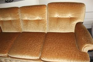 DIVANO 3 POSTI VINTAGE IN TESSUTO CON FRANGIE