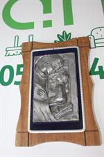 QUADRETTO IMMAGINE SACRA IN LEGNO E PELTRO