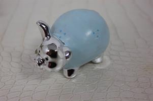 SOPRAMMOBILE BOMBONIERA MAIALINO AZZURRO IN SILVER PLATED