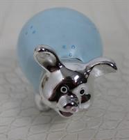 SOPRAMMOBILE BOMBONIERA MAIALINO AZZURRO IN SILVER PLATED