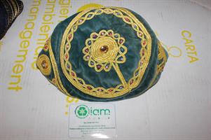 TUNICA TUNISINA UOMO TG L/XL IN VELLUTO CON RICAMI +2 COPRICAPI