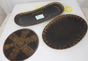 SET CENTROTAVOLA / SOTTOPENTOLA ETNICI IN LEGNO/FIBRA NATURALE