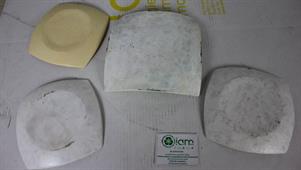 SET 4 PIATTINI IN VETRO LAVORATI A MANO CON TECNICA DECOUPAGE