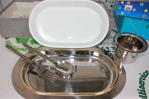 SET PIATTO IN CERAMICA E ACCIAIO + CIOTOLA IN COORDINATO