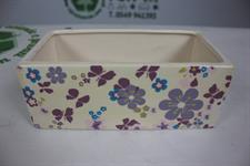 VASO / COCCIO RETTANGOLARE IN CERAMICA CON STAMPA FIORATA