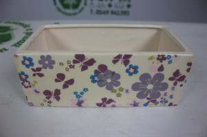 VASO / COCCIO RETTANGOLARE IN CERAMICA CON STAMPA FIORATA
