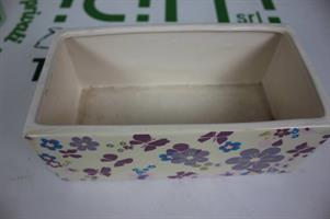 VASO / COCCIO RETTANGOLARE IN CERAMICA CON STAMPA FIORATA